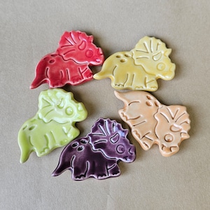Triceratops Worry Stone | Pocket Pal | Ceramic Worry Stone | Finger Fidget | Diffuser | Sensory Object | Pocket Hug | Kids Sensory Toy