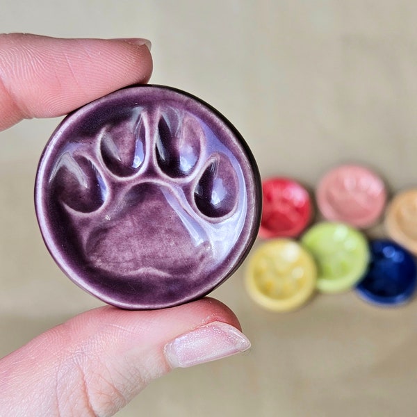 Paw Print Round Worry Stone | Dog Lover Gift | Diffuser | Dog PawPrint | Cat Paw Print | Pet Memorial | Pet Grief Gift | Ceramic Worry Stone