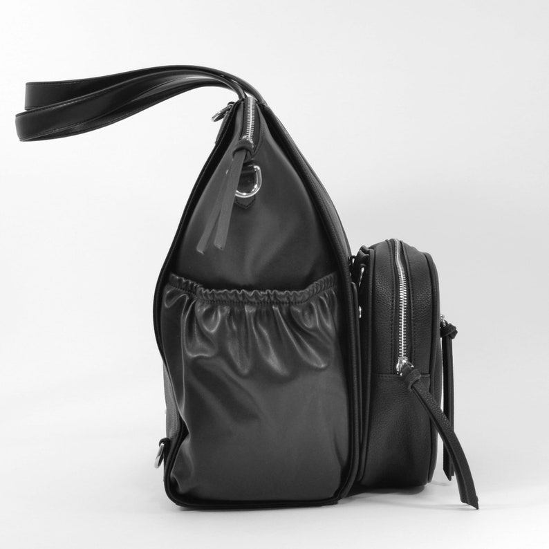 BLACK RossiBossi Multi-Function Baby Diaper Bag Backpack Tote