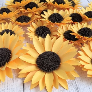 Set of 6 Handmade 3D Sunflower Paper Flowers: Party Decor