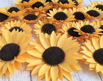 Lot de 6 fleurs de tournesol 3D en papier faites main : décoration de fête