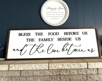 Rustic Farmhouse Kitchen Sign: Bless the Food Before Us - 16x48