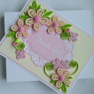 Thank You Quilled Greeting Card-Birthday - Mothers Day-Anniversary Card-Handmade Quilled Card