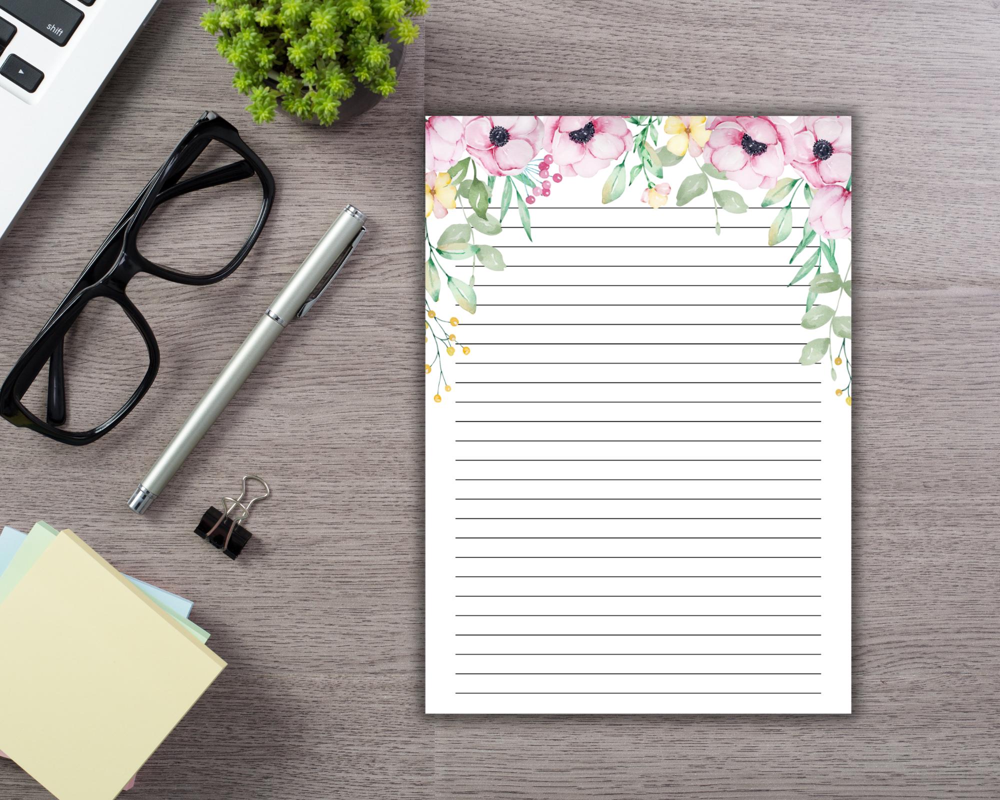 Watercolor Greenery Notepad | Pink Floral Desk Pad | Daily Notes ...