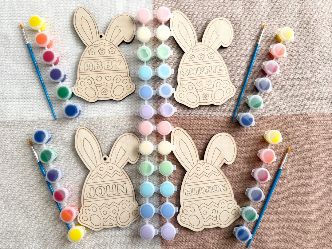 Personalized Wood Bunny Paint Kit – Easter Craft for Kids, DIY Ornament ...