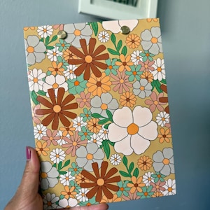 Boho Groovy Refillable Notepad with Tear Off Pages, Minimalist Design, Reusable Notepad, Snap Sheet Notepad, Refillable Edition, 140 Sheets