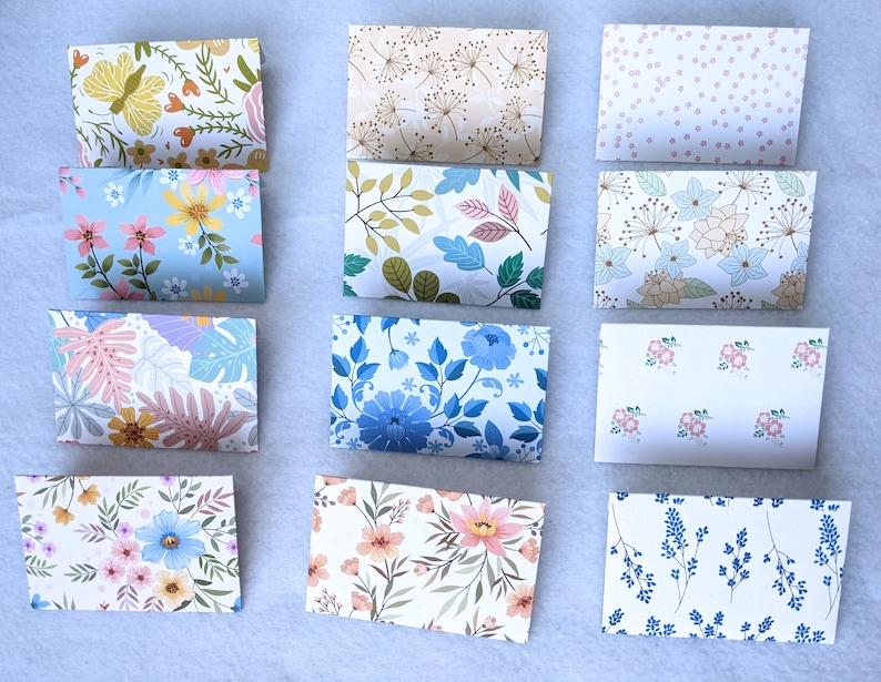 Floral Mini Envelopes: Assorted Designs, Gift Card Size, Set of 12 - Etsy