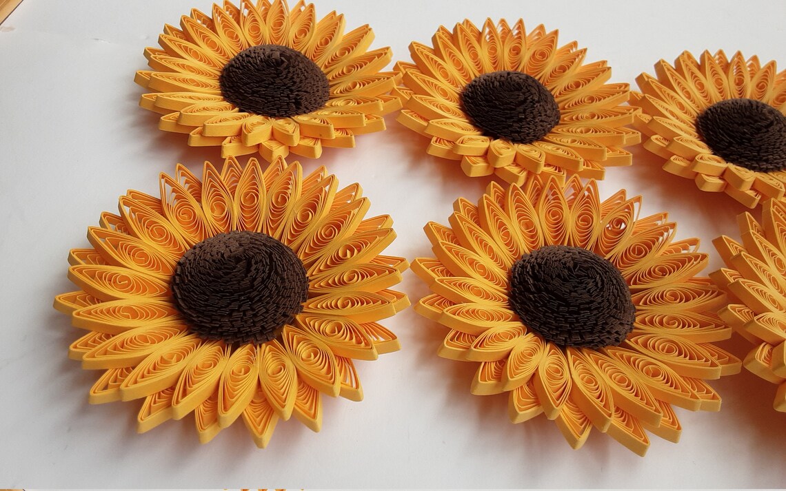 Quilled Sunflower Art Paper Handmade Etsy