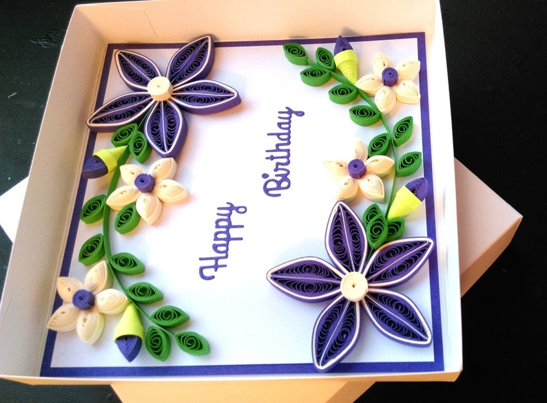happy birthday quilled greeting card art paper handmade etsy