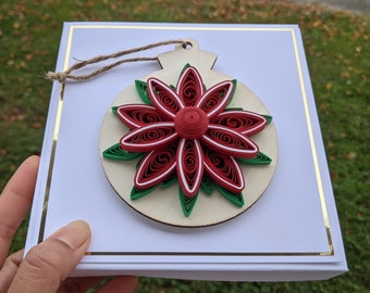 Paper Quilled Removable  Ornament Greeting Christmas Card/Ornament with Card Base/Removable Ornament/Handmade