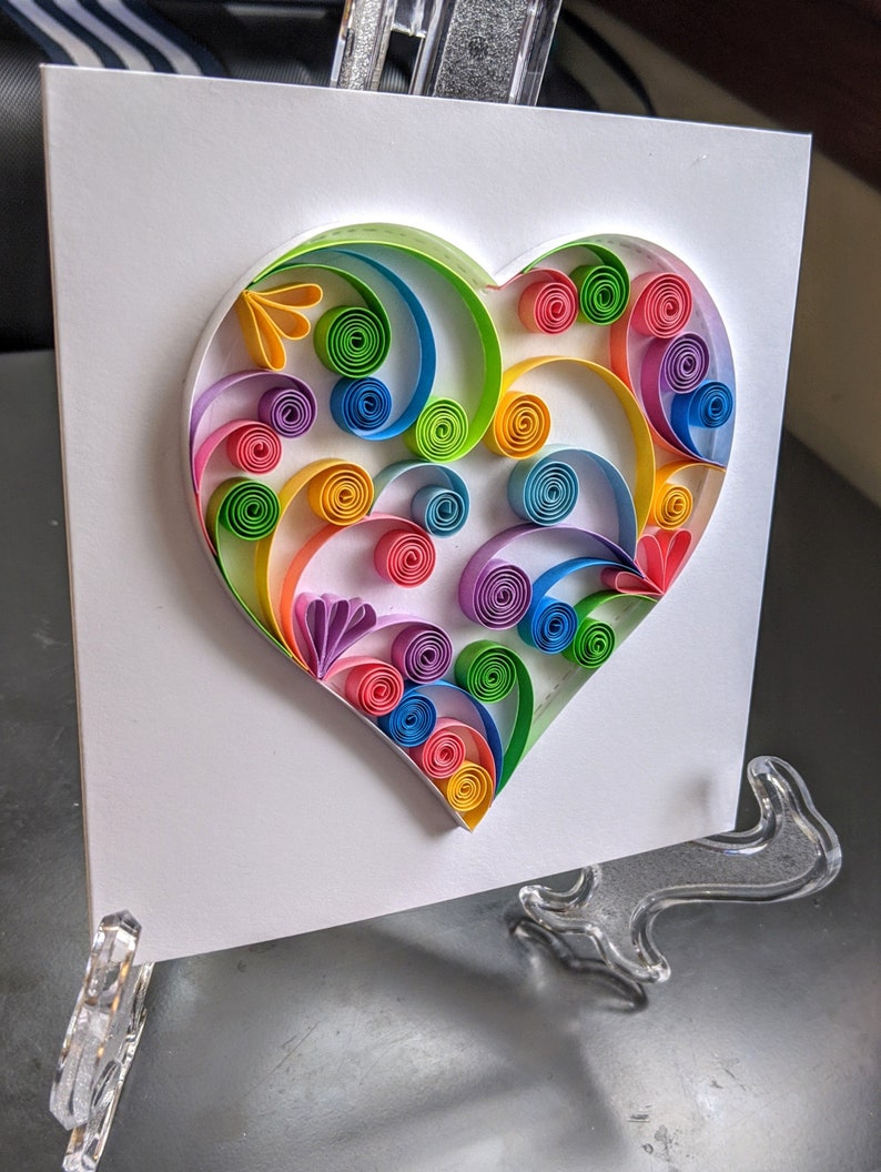 3D Heart Quilled Greeting Card / Valentines Quilled Card/ Etsy UK