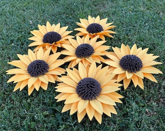 Décoration de tournesol en papier faite main : baby shower, mariage, chambre de bébé, 20 cm (20 cm)