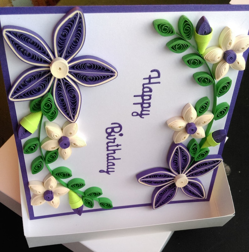 Handmade Quilling Birthday Card Quilled Flowers Design BAA