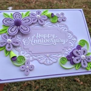Personalized Anniversary Quilled Greeting Card/Birthday Card/Mother&#39;s day Card/Thank You Card/Handmade Quilled Card