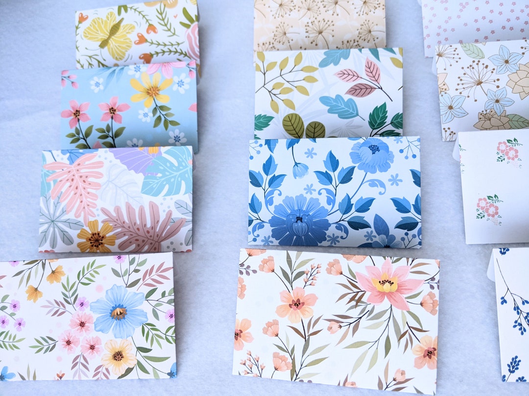 Floral Mini Envelopes: Assorted Designs, Gift Card Size, Set of 12 - Etsy