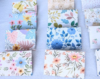 Floral Mini Envelopes: Assorted Designs, Gift Card Size, Set of 12