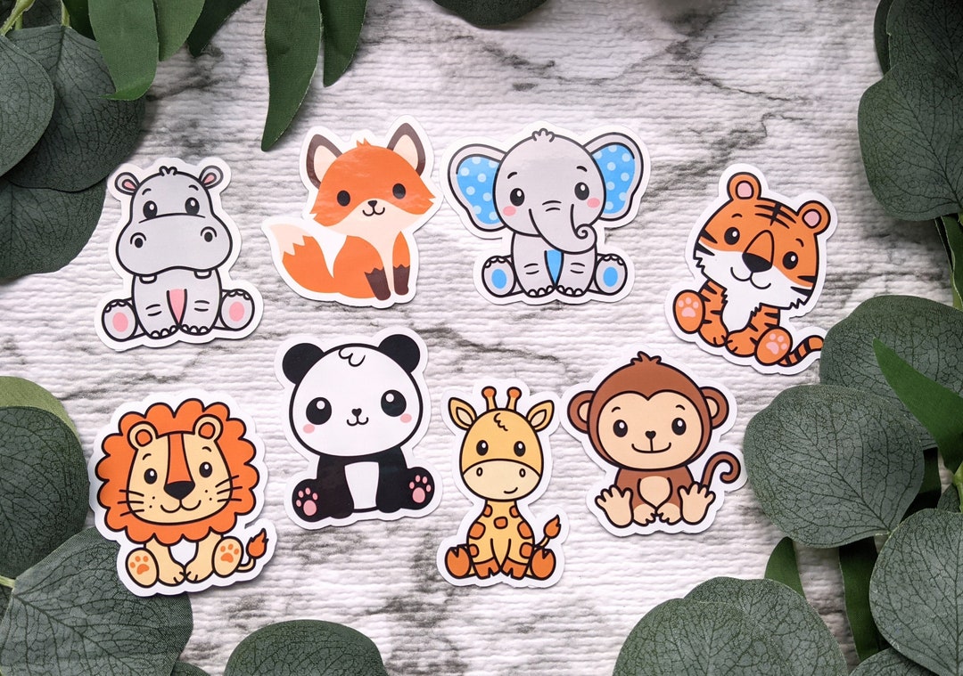 Zoo Animals Matte Vinyl Stickers: Panda, Lion, Tiger, Hippo, Giraffe - Etsy