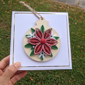 Paper Quilled Removable  Ornament Greeting Christmas Card/Ornament with Card Base/Removable Ornament/Handmade
