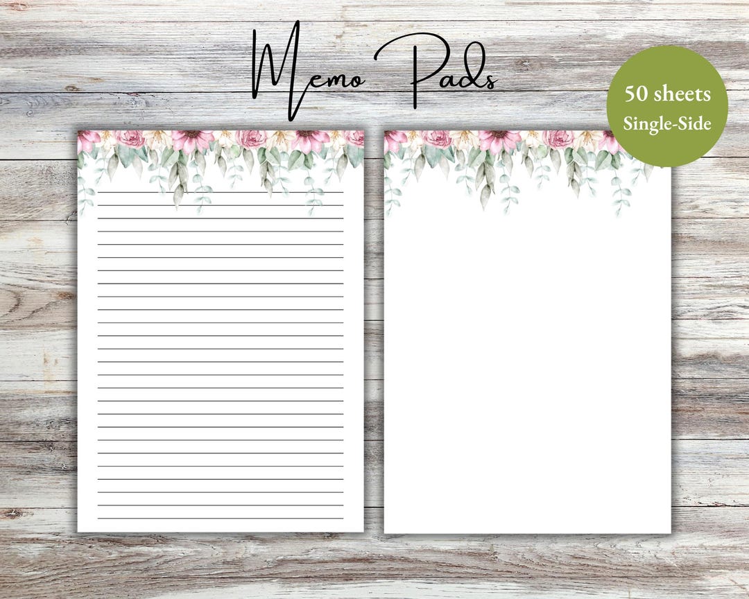Romantic Floral Writing Paper | Notepad, 50 Sheets Single-sided 002 - Etsy