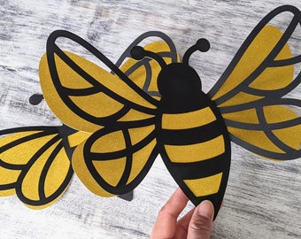 Set of 6 Large Bee Cutouts  Birthday Decor,Bee Decor, Baby Shower Bee Decor, Bee Bridal Shower, Bee Nursery Decor