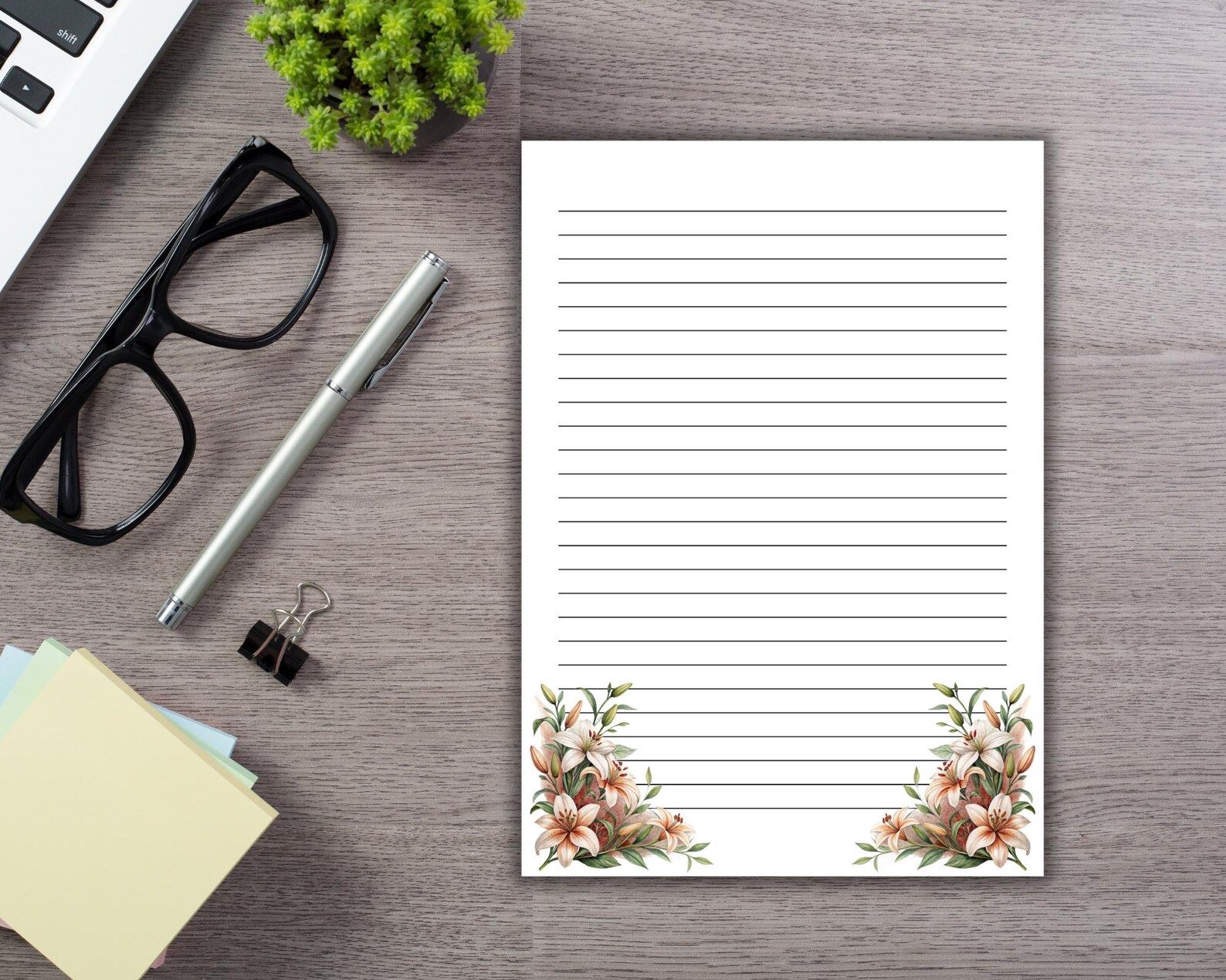 Botanical Notepad Lily Flower Notepad | Botanical Floral Stationery | Nature-inspired ...