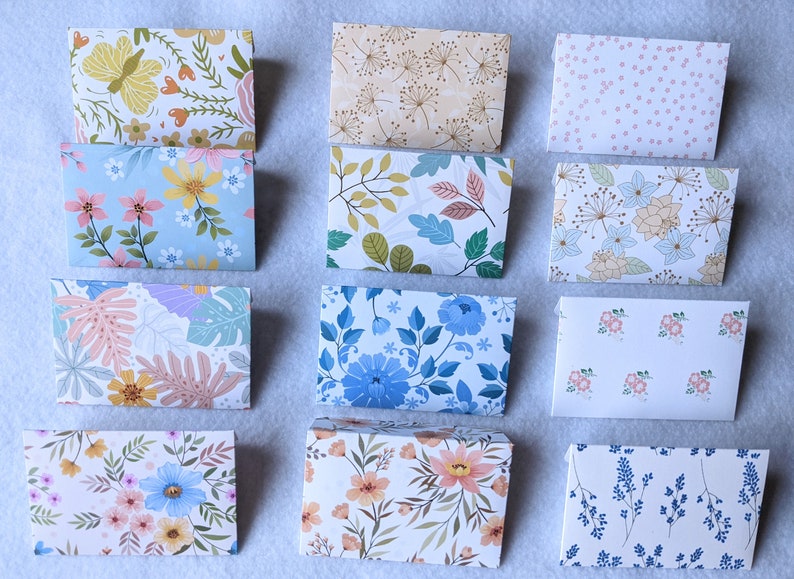 Floral Mini Envelopes: Assorted Designs, Gift Card Size, Set of 12 - Etsy