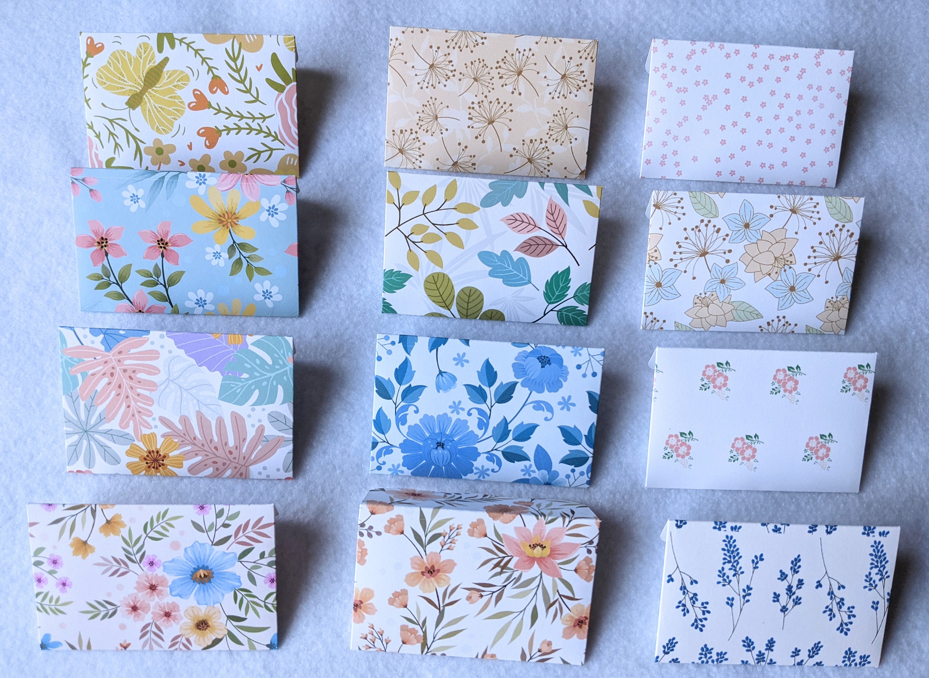 Floral Mini Envelopes: Assorted Designs, Gift Card Size, Set of 12 - Etsy