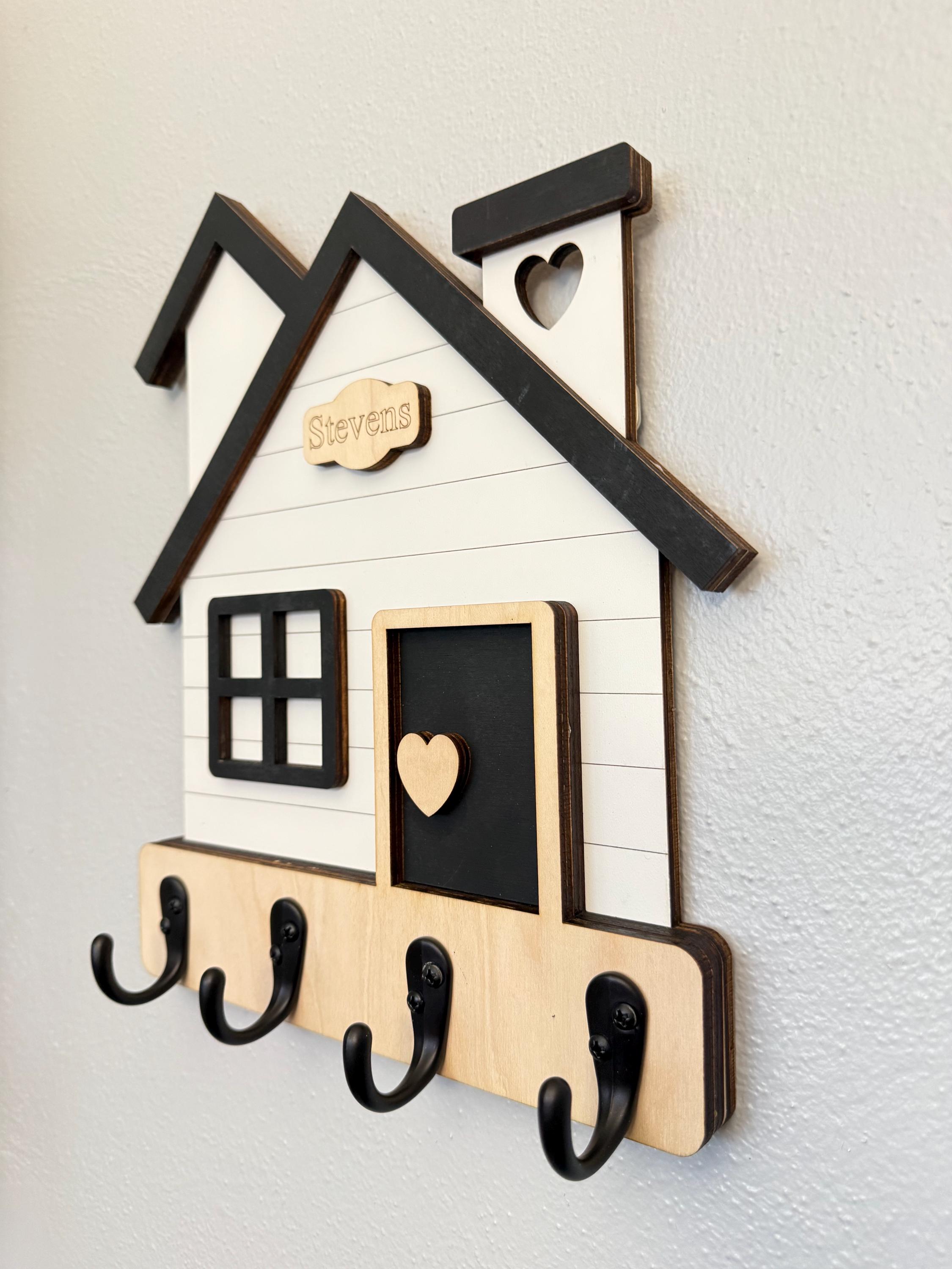 House Key Rack Personalized Wooden House Key Holder | Farmhouse Entryway Decor ...
