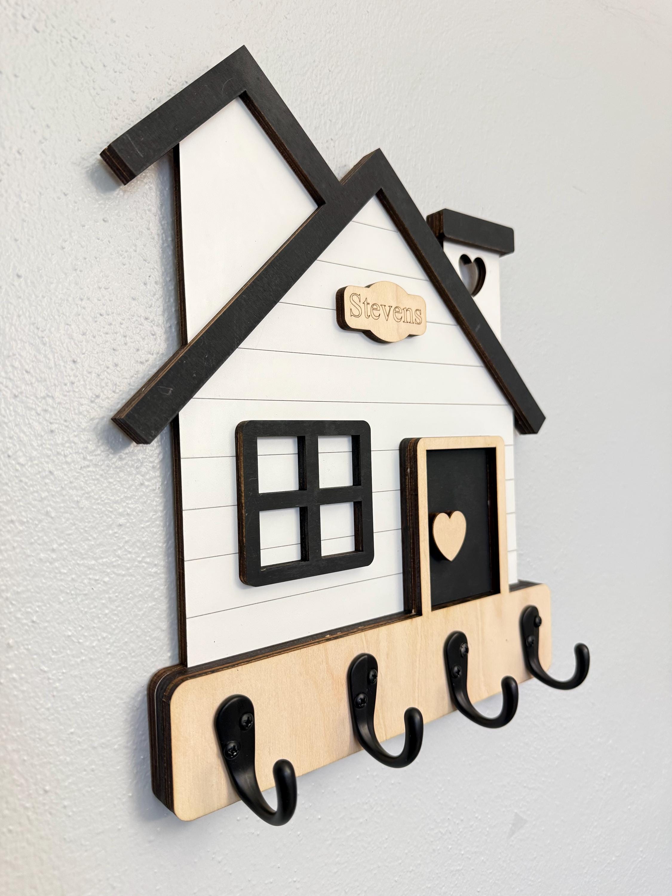 House Key Rack Personalized Wooden House Key Holder | Farmhouse Entryway Decor ...