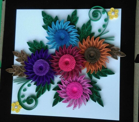 Flower Quilled Wall Art Handmade Artwork Paper Wall Art Etsy