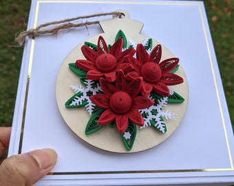 Paper Quilled Removable  Ornament Greeting Christmas Card/Ornament with Card Base/Removable Ornament/Handmade