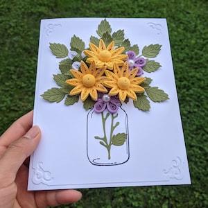 3D Flower Quilling Card-Birthday-Mothers Day Greeting Card-Anniversary Card-Wedding Card-fHandmade Quilled Card