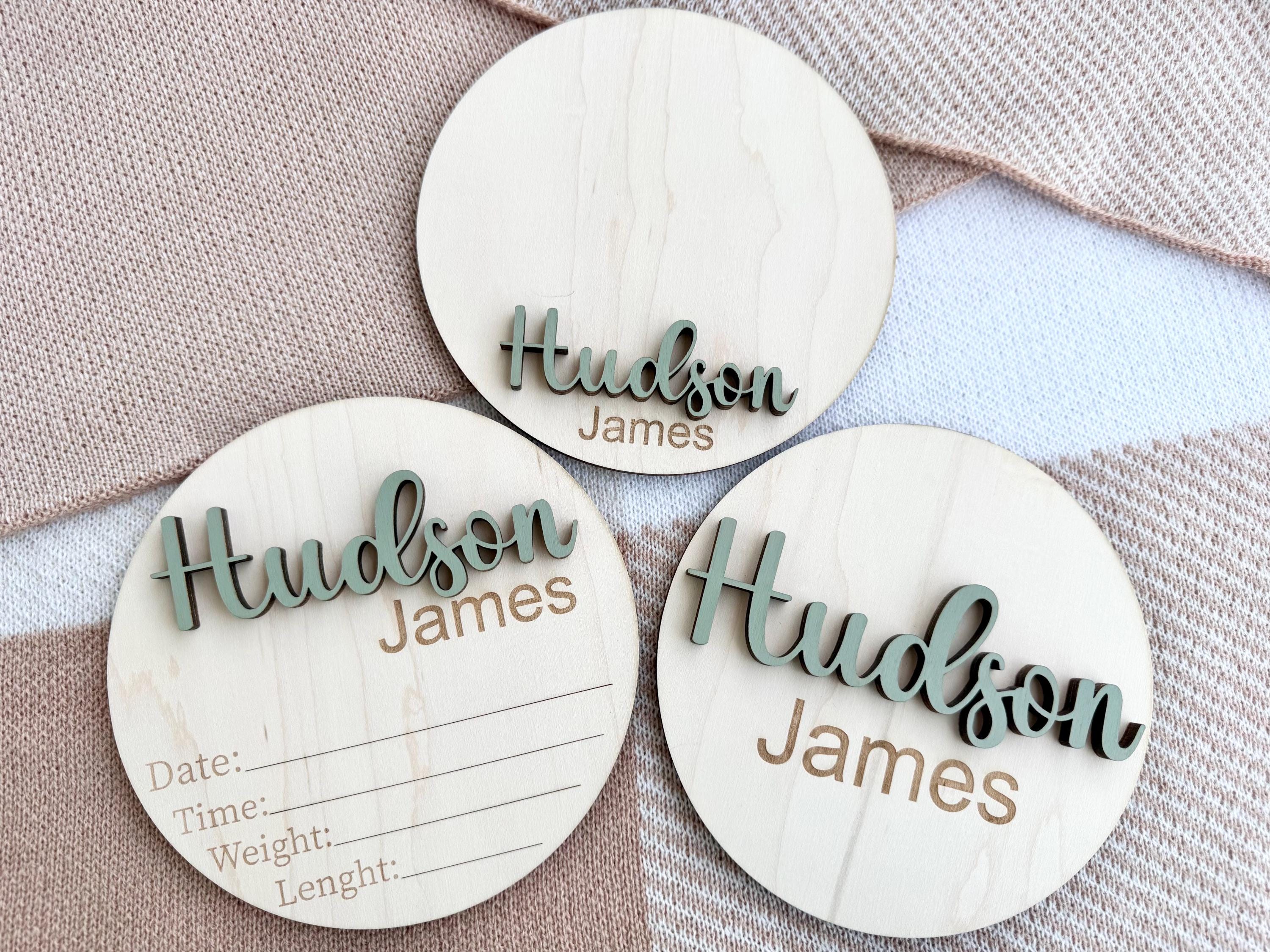 Personalized Baby Announcement Wood Sign • Birth Stats Name Reveal Prop ...