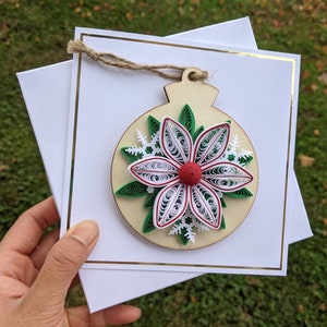 Paper Quilled Removable  Ornament Greeting Christmas Card/Ornament with Card Base/Removable Ornament/Handmade