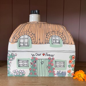 Handmade Cottage Urn, Ceramic House for Ashes, Personalized Inscription, Large Urn for Adult image 6