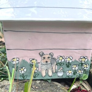 Personalized Dog Urn for Ashes, Hand-Painted Ceramic Pet Memorial Keepsake House image 3