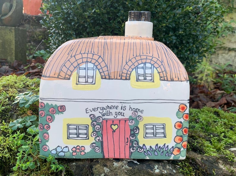Handmade Cottage Urn, Ceramic House for Ashes, Personalized Inscription, Large Urn for Adult image 7