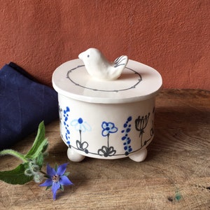 sugar pot, jam pot, lidded pot, lidded sugar bowl, handmade pottery, birthday, gift, housewarming, wedding, cottagecore, gift idea image 1