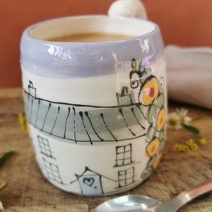 Pottery mug, handmade mug, large mug, tea cup, coffee cup, cottage, birthday, gift, present, wedding, house warming ,cottage core image 3