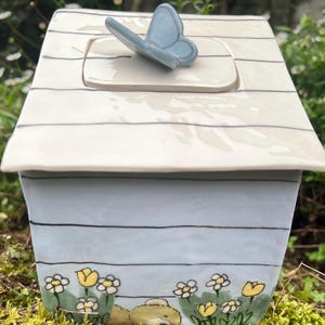 Personalized Dog Urn for Ashes, Hand-Painted Ceramic Pet Memorial Keepsake House image 17