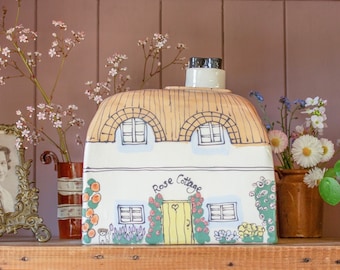 Handmade Cottage Urn, Ceramic House for Ashes, Personalized Inscription, Large Urn for Adult
