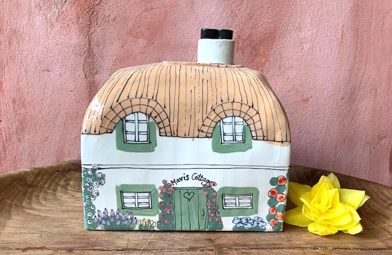 Handmade Cottage Urn, Ceramic House for Ashes, Personalized Inscription, Large Urn for Adult image 10
