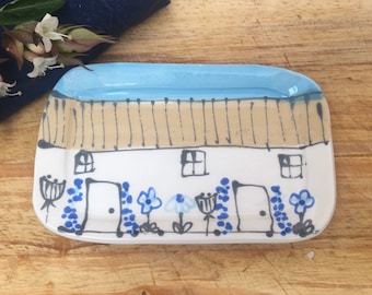 Jabonera de cerámica hecha a mano: Jabonera de barro Cottagecore