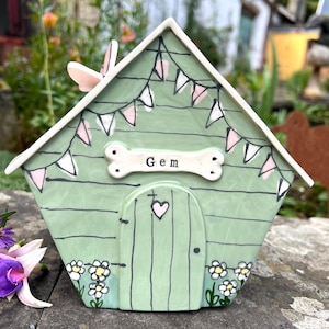 Personalized Dog Urn for Ashes, Hand-Painted Ceramic Pet Memorial Keepsake House image 2