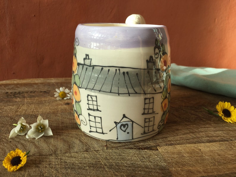 Pottery mug, handmade mug, large mug, tea cup, coffee cup, cottage, birthday, gift, present, wedding, house warming ,cottage core image 2
