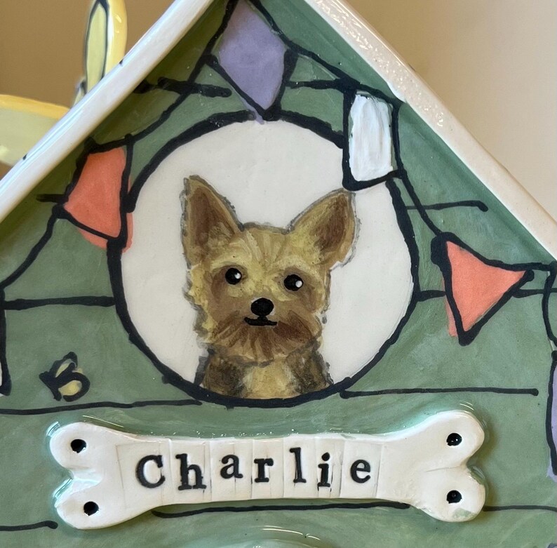 Personalized Dog Urn for Ashes, Hand-Painted Ceramic Pet Memorial Keepsake House image 12