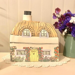 Handmade Cottage Urn, Ceramic House for Ashes, Personalized Inscription, Large Urn for Adult image 11