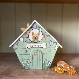 Personalized Dog Urn for Ashes, Hand-Painted Ceramic Pet Memorial Keepsake House image 11