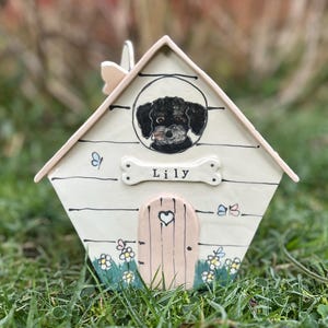 Personalized Dog Urn for Ashes, Hand-Painted Ceramic Pet Memorial Keepsake House image 5