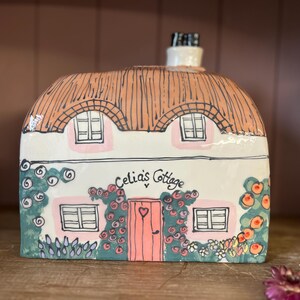 Handmade Cottage Urn, Ceramic House for Ashes, Personalized Inscription, Large Urn for Adult image 2